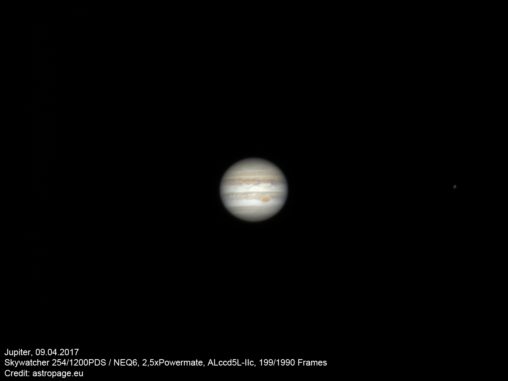 Jupiter vom 09.04.2017. (Credit: astropage.eu)