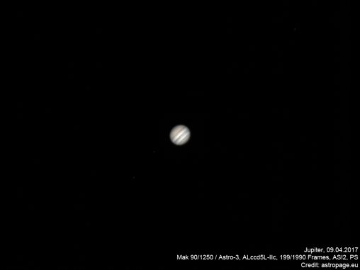 Jupiter vom 9. April 2017. (Credit: astropage.eu) Jupiter vom 9. April 2017. (Credit: astropage.eu)