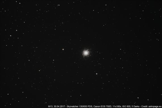 Der Kugelsternhaufen M13. (Credit: astropage.eu)
