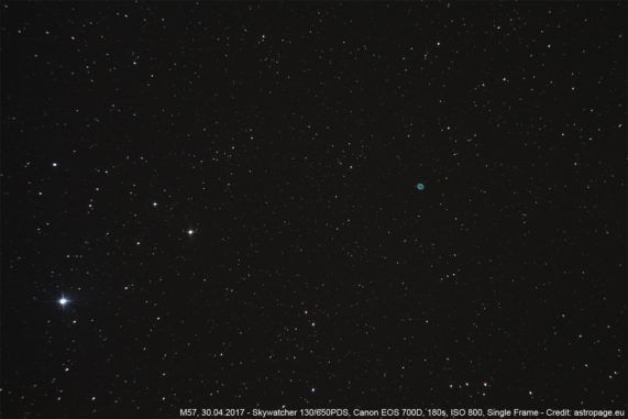 Der Ringnebel M57. (Credit: astropage.eu) Der Ringnebel M57. (Credit: astropage.eu)