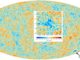 Diese Karte stellt den kosmischen Mikrowellenhintergrund dar, basierend auf Daten des Planck-Satelliten. Der Cold Spot ist markiert. (Credit: ESA and Durham University)