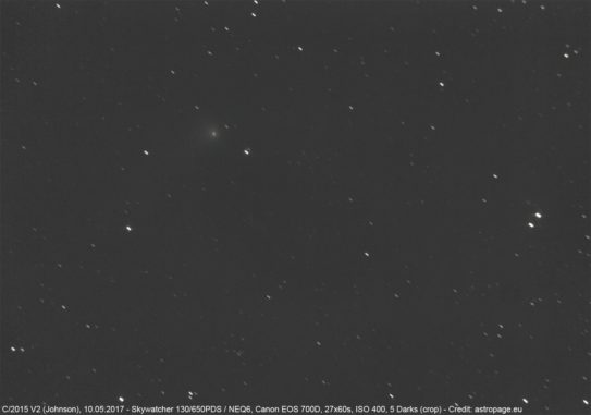 Der Komet C/2015 V2 Johnson am 10. Mai 2017. (Credit: astropage.eu)