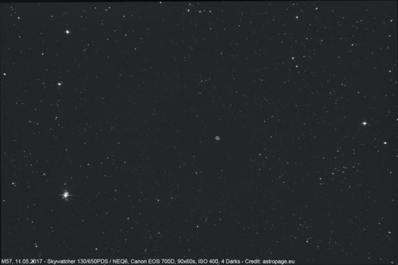 Der Ringnebel M57 vom 11. Mai 2017. (Credit: astropage.eu)