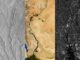 Von links nach rechts: Flussnetzwerke auf dem Mars, der Erde und Titan. (Credit: Benjamin Black / NASA / Visible Earth / JPL / Cassini RADAR team. Adapted from images from NASA Viking, NASA / Visible Earth, and NASA / JPL / Cassini RADAR team)