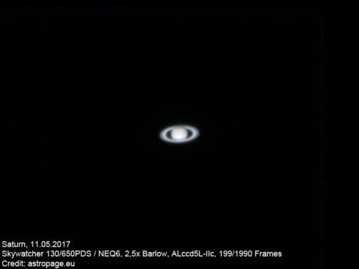 Saturn vom 11. Mai 2017. (Credit: astropage.eu)