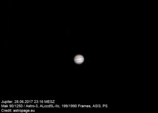 Jupiter vom 28. Juni 2017. (Credit: astropage.eu)