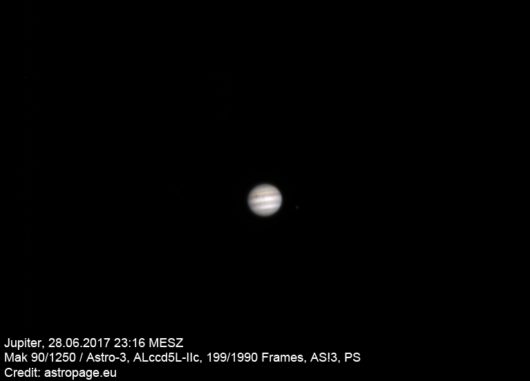 Jupiter vom 28. Juni 2017. (Credit: astropage.eu) Jupiter vom 28. Juni 2017. (Credit: astropage.eu)