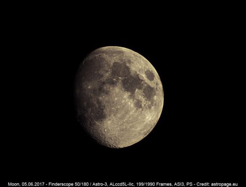 Mond vom 5. Juni 2017. (Credit: astropage.eu) Mond vom 5. Juni 2017. (Credit: astropage.eu)