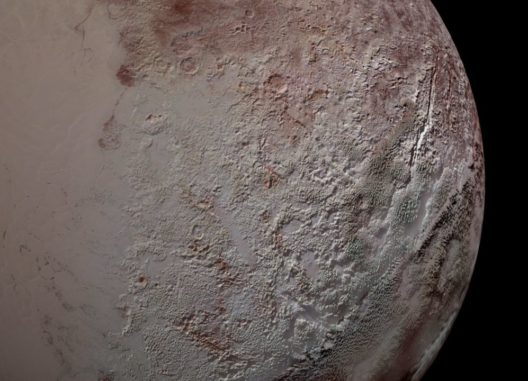 Plutos Büßereis-Strukturen, aufgenommen von der Raumsonde New Horizons im Juli 2015. (Credits: NASA / JHUAPL / SwRI)
