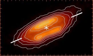 Dieses Bild zeigt die protoplanetare Scheibe um den jungen Stern HH-212 in Submillimeter-Wellenlängen. (Credits: Lee et al., 2017)