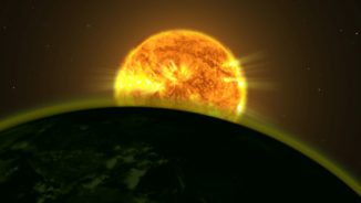 Diese Illustration zeigt, wie das Licht eines Sterns die Atmosphäre eines Planeten anstrahlt. (Credits: NASA Goddard Space Flight Center)