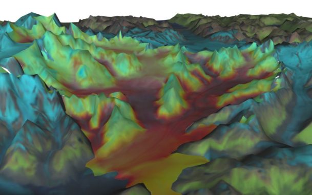 Eine VESL-Simulation Columbia-Gletschers in Alaska. (Credits: NASA / JPL-Caltech)