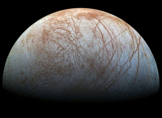 Der Jupitermond Europa, aufgenommen von der NASA-Raumsonde Galileo. (Credits: NASA / JPL-Caltech / SETI Institute)