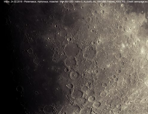 Die Kraterkette mit Ptolemaeus, Alphonsus und Arzachel. (Credit: astropage.eu)