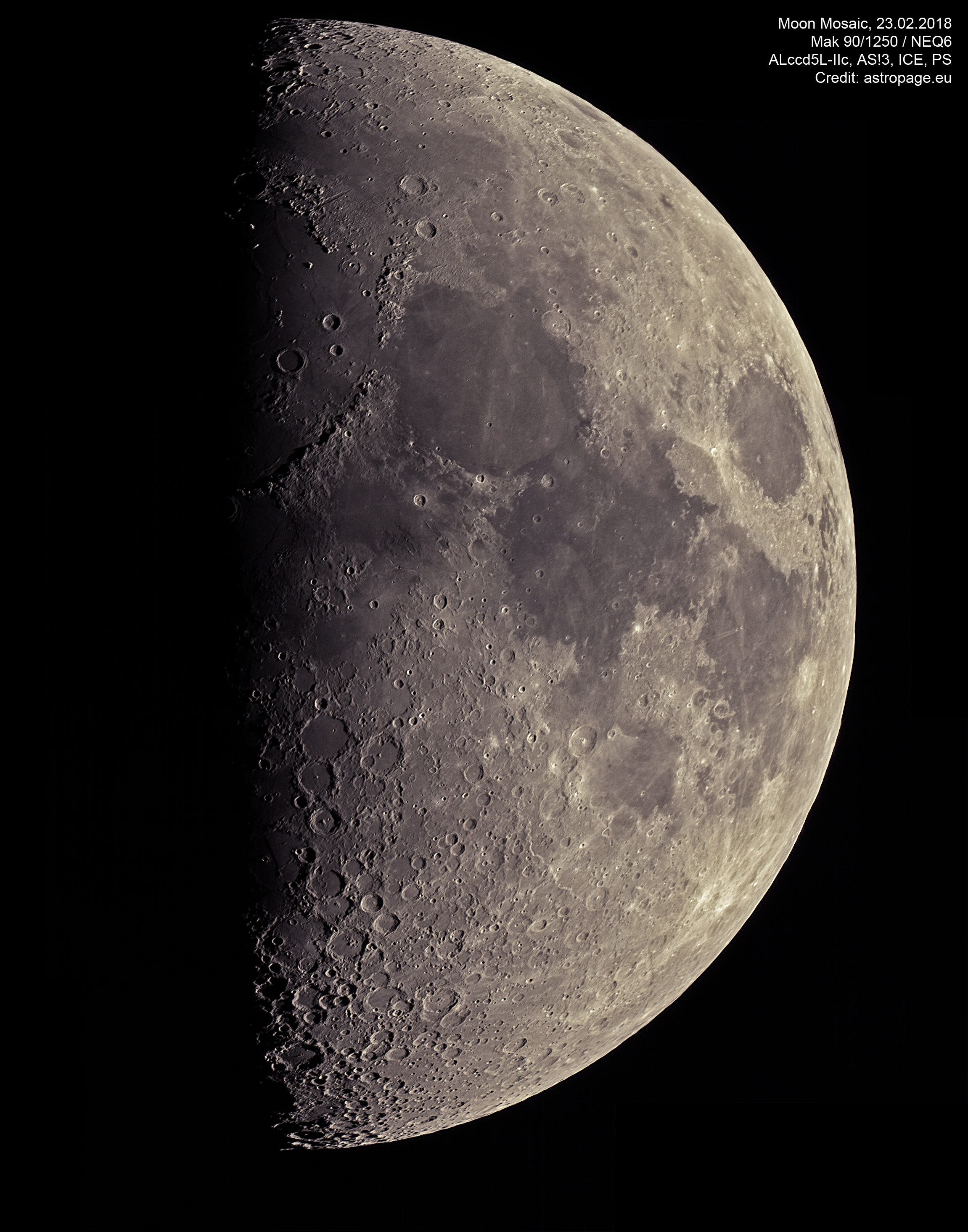 Mond-Mosaik vom 23. Februar 2018. (Credit: astropage.eu)