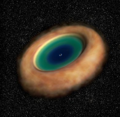 Künstlerische Darstellung des staubhaltigen Gastorus um ein aktives supermassives Schwarzes Loch. (Credit: ALMA (ESO / NAOJ / NRAO)) Künstlerische Darstellung des staubhaltigen Gastorus um ein aktives supermassives Schwarzes Loch. (Credit: ALMA (ESO / NAOJ / NRAO))
