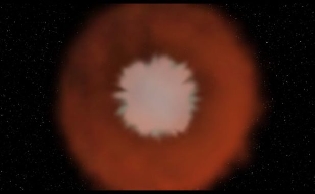 Screenshot aus dem Video, das die Entstehung einer FELT-Supernova zeigt. (Credits: NASA / JPL-Caltech)