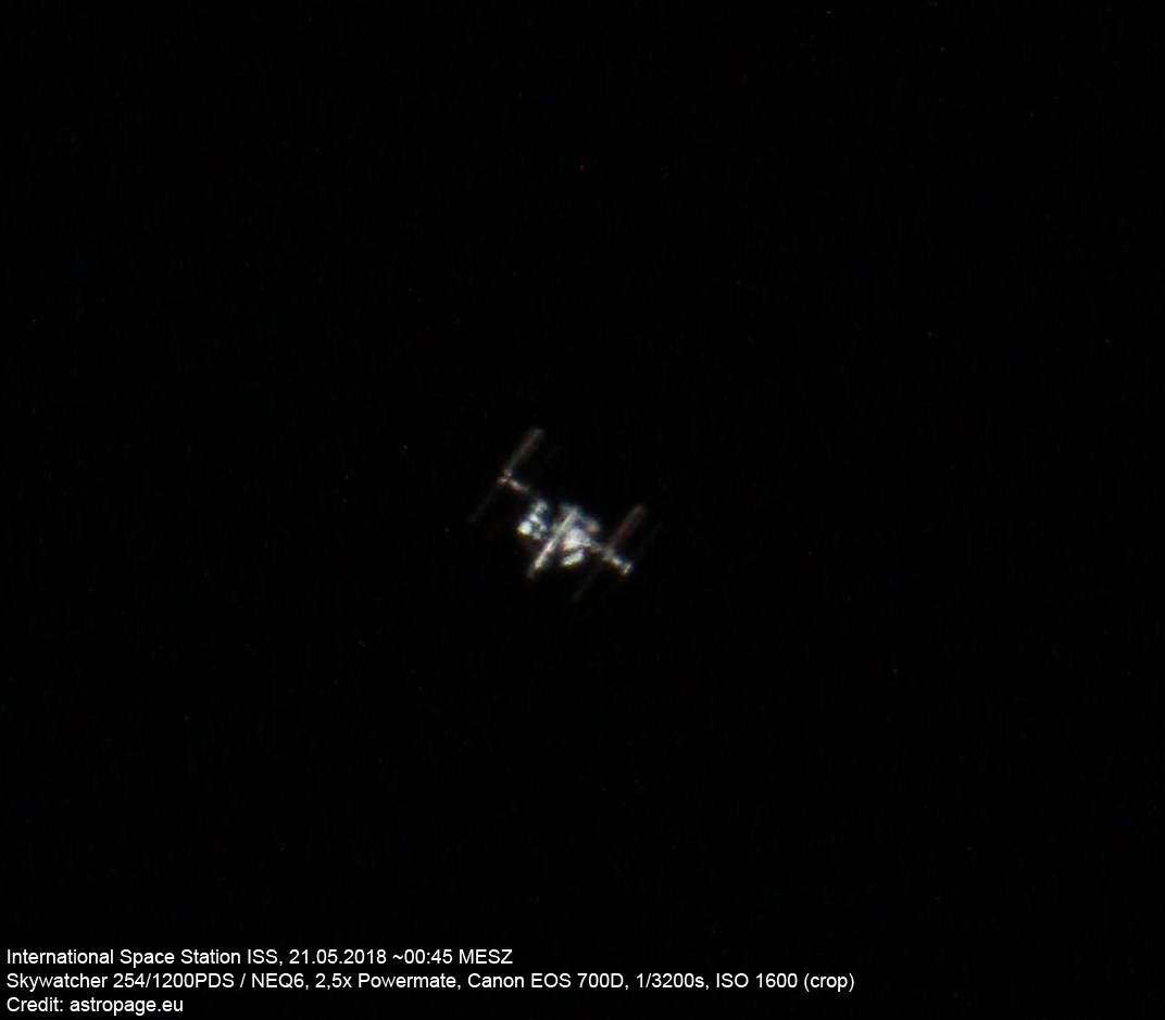 ISS am 21. Mai 2018. (Credit: astropage.eu)
