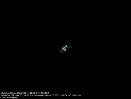 ISS am 21. Mai 2018. (Credit: astropage.eu)