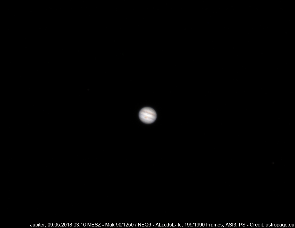 Jupiter am 9. Mai 2018. (Credits: astropage.eu)