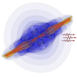 Computersimulation eines kurzen Gammablitzes. (Credit: Oregon State University)