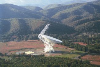 Das Green Bank Telescope in West Virginia. (Credits: Image courtesy of NRAO / AUI)