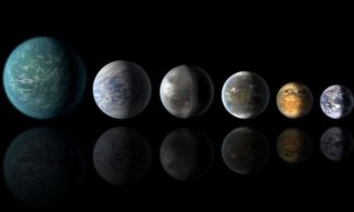 Künstlerische Darstellung von Exoplaneten, deren Größen ungefähr mit der Größe der Erde vergleichbar sind. (Credits: NASA)