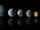 Künstlerische Darstellung von Exoplaneten, deren Größen ungefähr mit der Größe der Erde vergleichbar sind. (Credits: NASA)