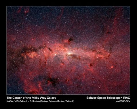 Die Zentralbereiche der Milchstraßen-Galaxie, aufgenommen vom Weltraumteleskop Spitzer. (Credits: NASA, JPL-Caltech, Susan Stolovy (SSC / Caltech) et al.)