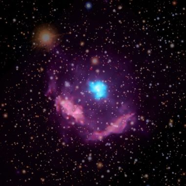 Der Supernova-Überrest Kes 75, basierend auf Röntgendaten von Chandra und optischen Daten. (Credits: X-ray: NASA / CXC / NCSU / S. Reynolds; Optical: PanSTARRS)