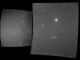 Aufnahmen der beiden Teleskope des WISPR-Instruments an Bord der Parker Solar Probe. Der helle Fleck auf dem rechten Bild ist die Erde. (Credits: NASA / Naval Research Laboratory / Parker Solar Probe)