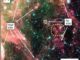 Diese Falschfarbenaufnahme im Infrarotbereich zeigt Nebelstrukturen in der Nähe des massereichen Sterns Eta Carinae. Der kleine weiße Kreis markiert ein Lichtecho eines Ausbruchs des Sterns, der oben außerhalb des Bildes liegt. (Credits: IRAC-NASA, Smith et al. 2018)