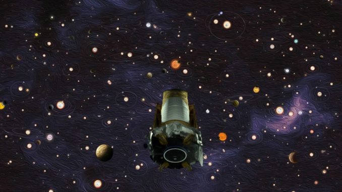 Diese Illustration zeigt das Weltraumteleskop Kepler bei der Suche nach Exoplaneten. (Credits: NASA / Wendy Stenzel / Daniel Rutter) Diese Illustration zeigt das Weltraumteleskop Kepler bei der Suche nach Exoplaneten. (Credits: NASA / Wendy Stenzel / Daniel Rutter)