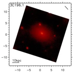 Hubble-Aufnahme der Galaxie 3C196.1. (Credits: NASA / Hubble, J. Madrid et al. 2006)