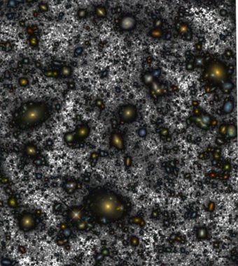 Das Hubble Ultra-Deep Field mit dem "verlorenen" Licht, das durch Verbesserungen der Bildverarbeitungstechniken sichtbar gemacht wurde. (Credits: A. S. Borlaff et al.)