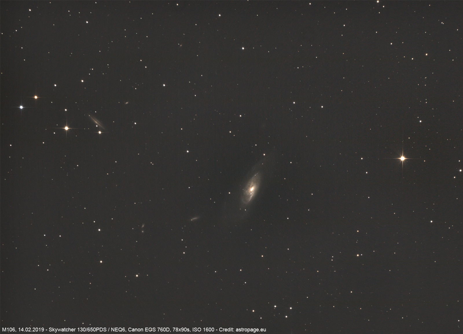 Die Spiralgalaxie M106, 14.02.2019. (Credits: astropage.eu)