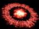 Künstlerische Darstellung der Supernova SN 1987A und ihrer Schockwelle, die ihren äußeren Ring durchquert und einen Großteil des Staubs zerstört (siehe das Video unten). (Credits: NASA / SOFIA / Symbolic Pictures / The Casadonte Group)