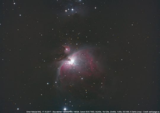 Titelbild: Der Orionnebel M42 (Credits: astropage.eu)