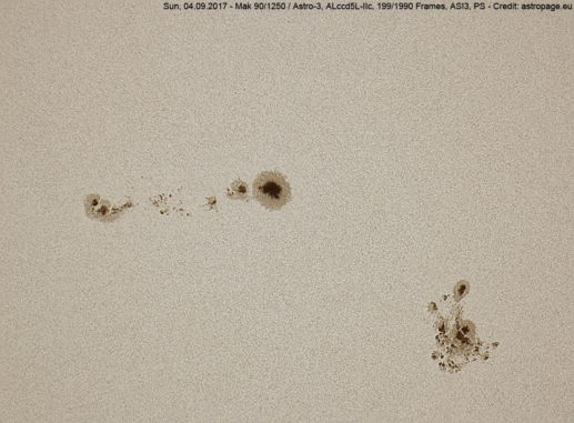 Titelbild: 2 Sonnenflecken-Gruppen. (Credits: astropage.eu)