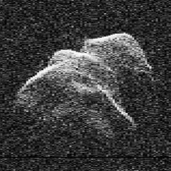Radaraufnahme des erdnahen Objekts Toutatis. (Credits: NASA and Steve Ostro, JPL)