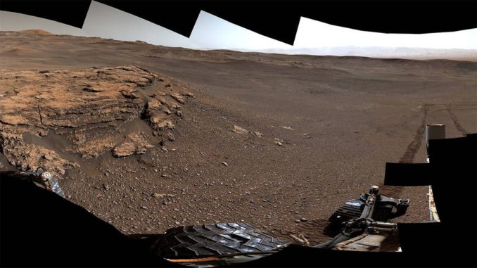 Mars-Panorama, aufgenommen vom Rover Curiosity an der Teal Ridge Formation. (Credits: NASA / JPL-Caltech / MSSS)