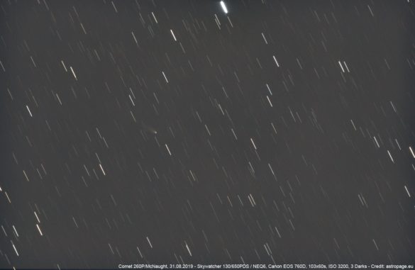 Der Komet 260P/McNaught, aufgenommen am 31. August 2019. (Credits: astropage.eu)