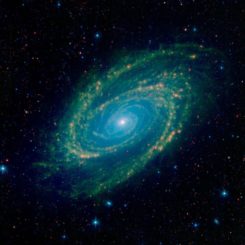 Spitzer-Aufnahme der Galaxie M81 in infraroten Wellenlängen. (Credits: NASA / JPL-Caltech)