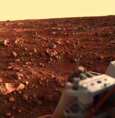 Sonnenuntergang am Landeort von Viking 1, 1976. (Credits: NASA / JPL) Sonnenuntergang am Landeort von Viking 1, 1976. (Credits: NASA / JPL)