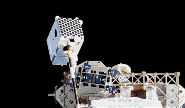 Das NICER-Teleskop an Bord der Internationalen Raumstation ISS. (Credits: NASA) Das NICER-Teleskop an Bord der Internationalen Raumstation ISS. (Credits: NASA)