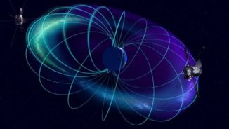 Schematische Darstellung der Satellitenbeobachtungen von relativistischen Elektronen im Van-Allen-Strahlungsgürtel. (Credits: ERG Science Team)