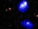 Vier kollidierende Galaxienhaufen, zusammen bezeichnet als Abell 1758. (Credits: X-ray: NASA / CXC / SAO / G.Schellenberger et al.; Optical: SDSS)