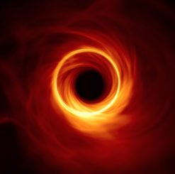 Der Schatten eines Schwarzen Lochs, begrenzt von einem Ring aus Photonen. (Credits: Center for Astrophysics | Harvard & Smithsonian)