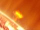 Illustration einer Eruption auf der Sonne, dem Ursprung solarer Strahlungsstürme. (Credits: NASA)