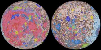 Orthografische Projektionen der neuen geologischen Mondkarte. (Credit: NASA / GSFC / USGS)